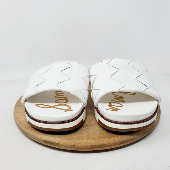 Sam Edelman Sandals Womens 7.5 Adaley White Slide Slip On Shoes Woven Platform - Picture 3 of 13